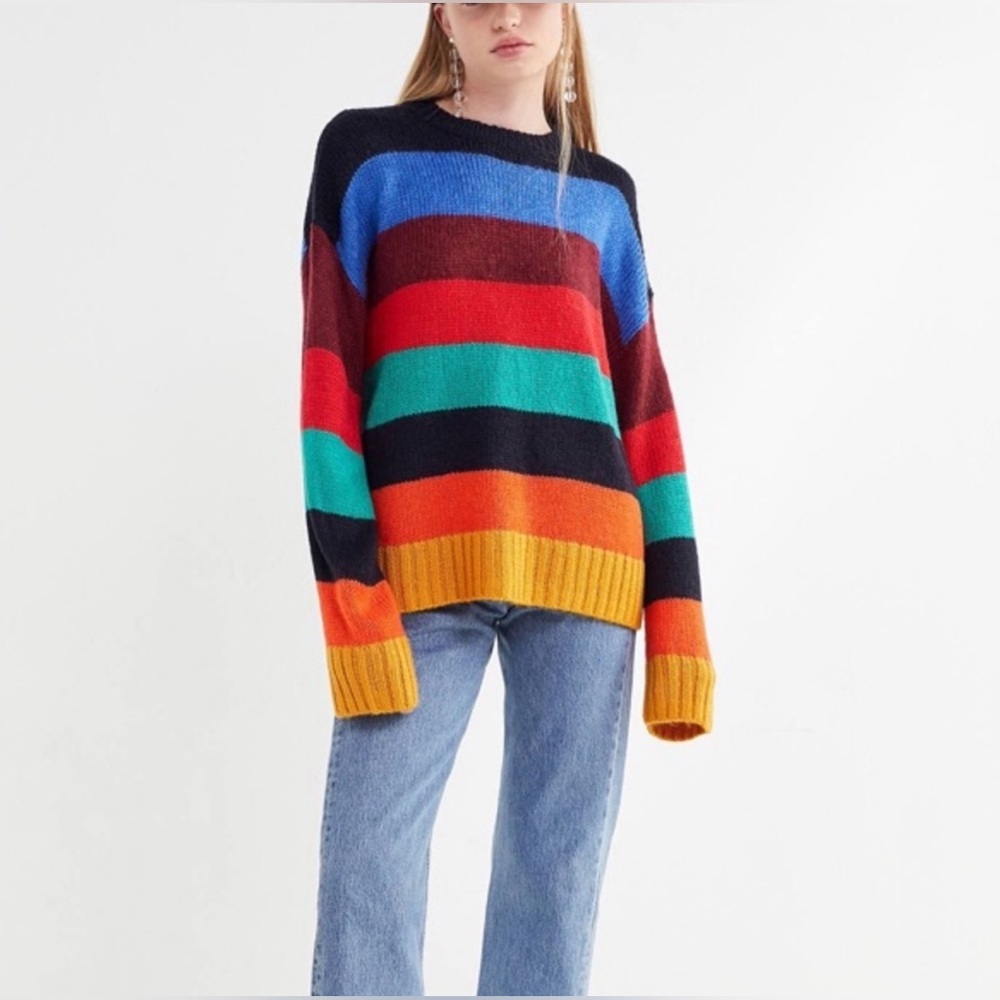 URBAN OUTFITTERS Blythe Rainbow Oversized Chunky Knit Sweater Size‎ S